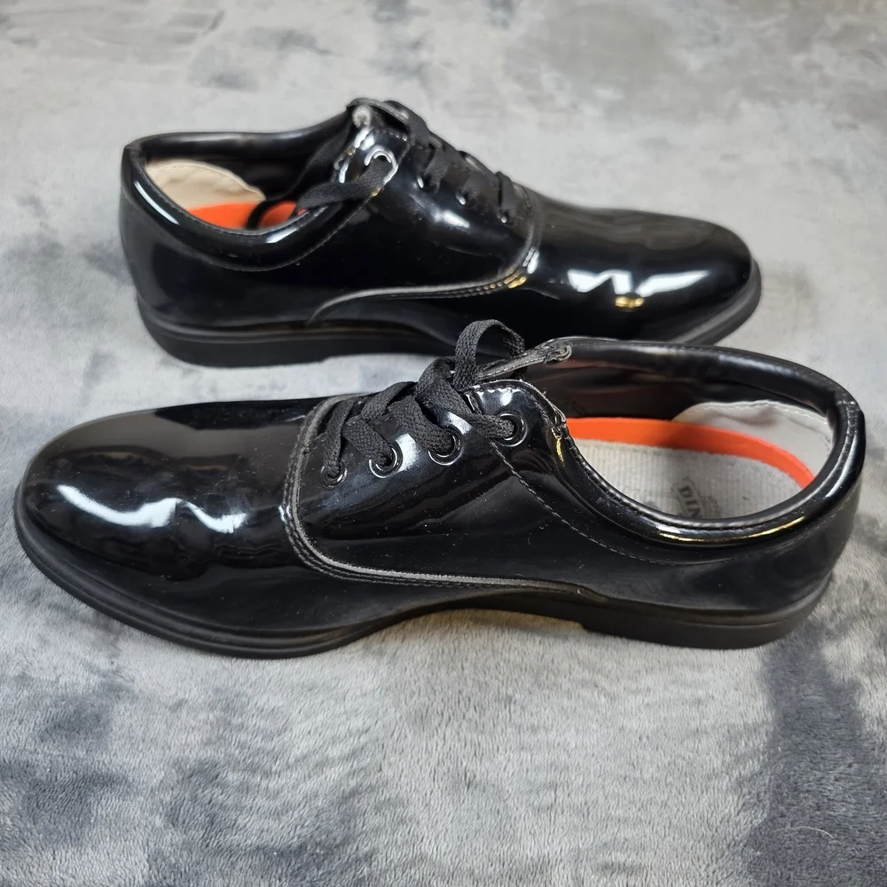 Dinkles Unisex Marching Band Shoes Black Faux Patent Leather Size M 10.5 W 12.5